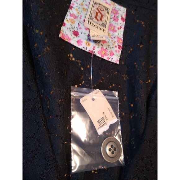 Decree Womens L Blazer Black Floral Lace 3/4 Sleeve Semi Sheer Button NWT - Picture 6 of 6